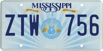 MS license plate ZTW756