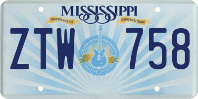 MS license plate ZTW758