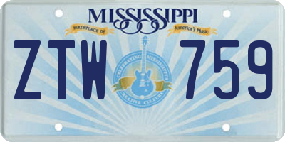 MS license plate ZTW759
