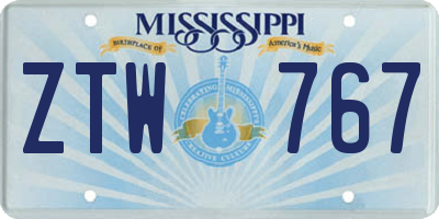 MS license plate ZTW767