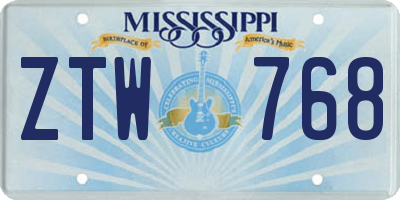 MS license plate ZTW768