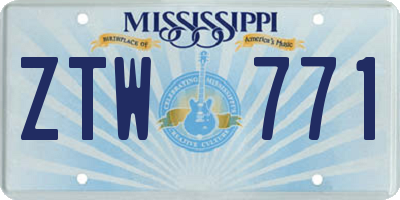 MS license plate ZTW771