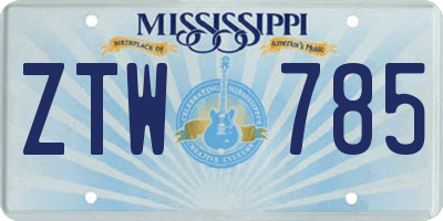 MS license plate ZTW785