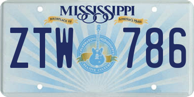 MS license plate ZTW786