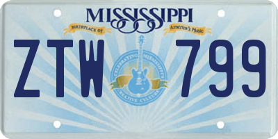 MS license plate ZTW799