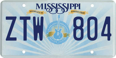 MS license plate ZTW804