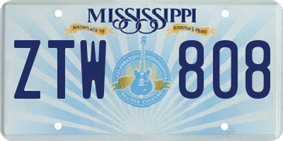 MS license plate ZTW808
