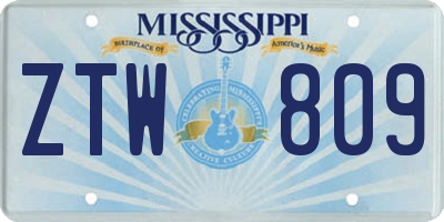 MS license plate ZTW809