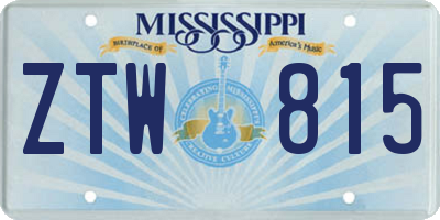MS license plate ZTW815