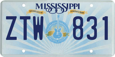 MS license plate ZTW831