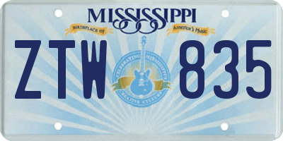MS license plate ZTW835
