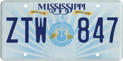 MS license plate ZTW847