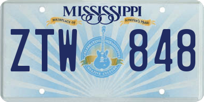 MS license plate ZTW848