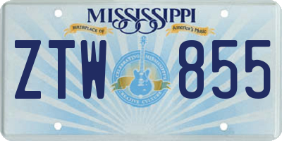 MS license plate ZTW855