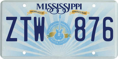 MS license plate ZTW876