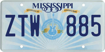MS license plate ZTW885