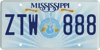 MS license plate ZTW888