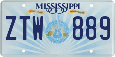 MS license plate ZTW889
