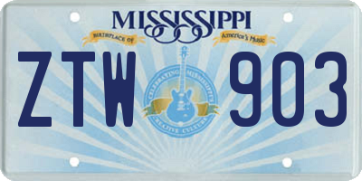 MS license plate ZTW903