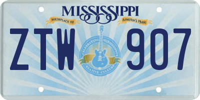 MS license plate ZTW907