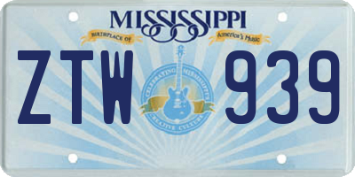 MS license plate ZTW939