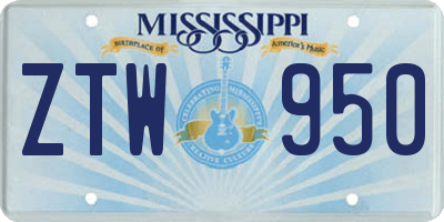MS license plate ZTW950