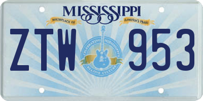 MS license plate ZTW953