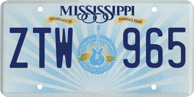 MS license plate ZTW965