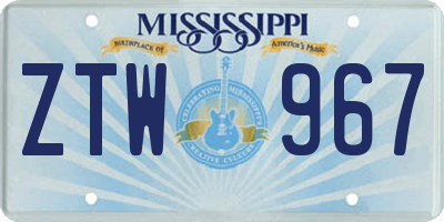 MS license plate ZTW967