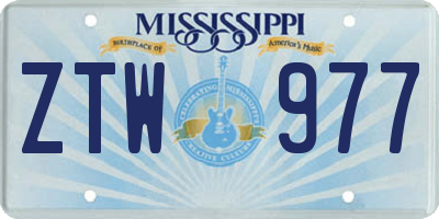 MS license plate ZTW977