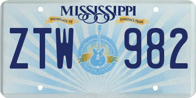 MS license plate ZTW982