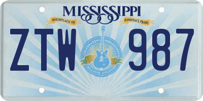 MS license plate ZTW987