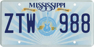 MS license plate ZTW988