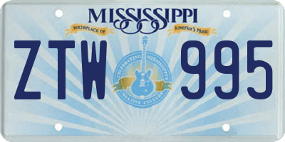MS license plate ZTW995
