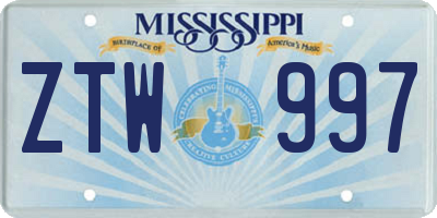 MS license plate ZTW997