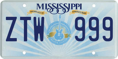 MS license plate ZTW999