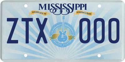 MS license plate ZTX000
