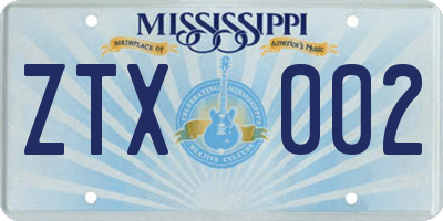 MS license plate ZTX002