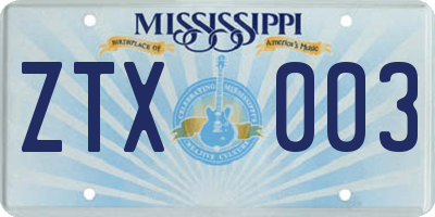 MS license plate ZTX003