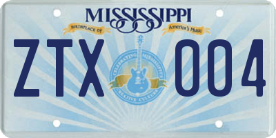 MS license plate ZTX004