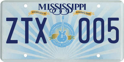 MS license plate ZTX005