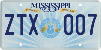 MS license plate ZTX007