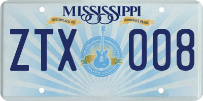 MS license plate ZTX008