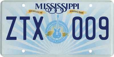 MS license plate ZTX009