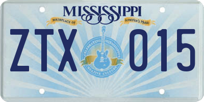 MS license plate ZTX015