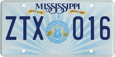 MS license plate ZTX016