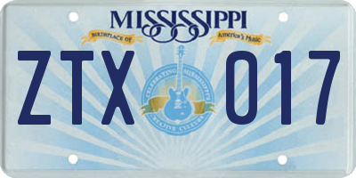 MS license plate ZTX017
