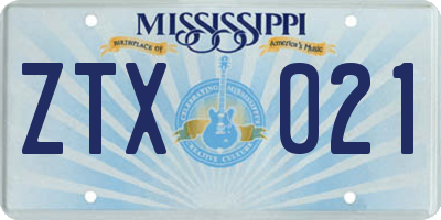 MS license plate ZTX021