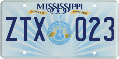 MS license plate ZTX023