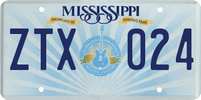 MS license plate ZTX024